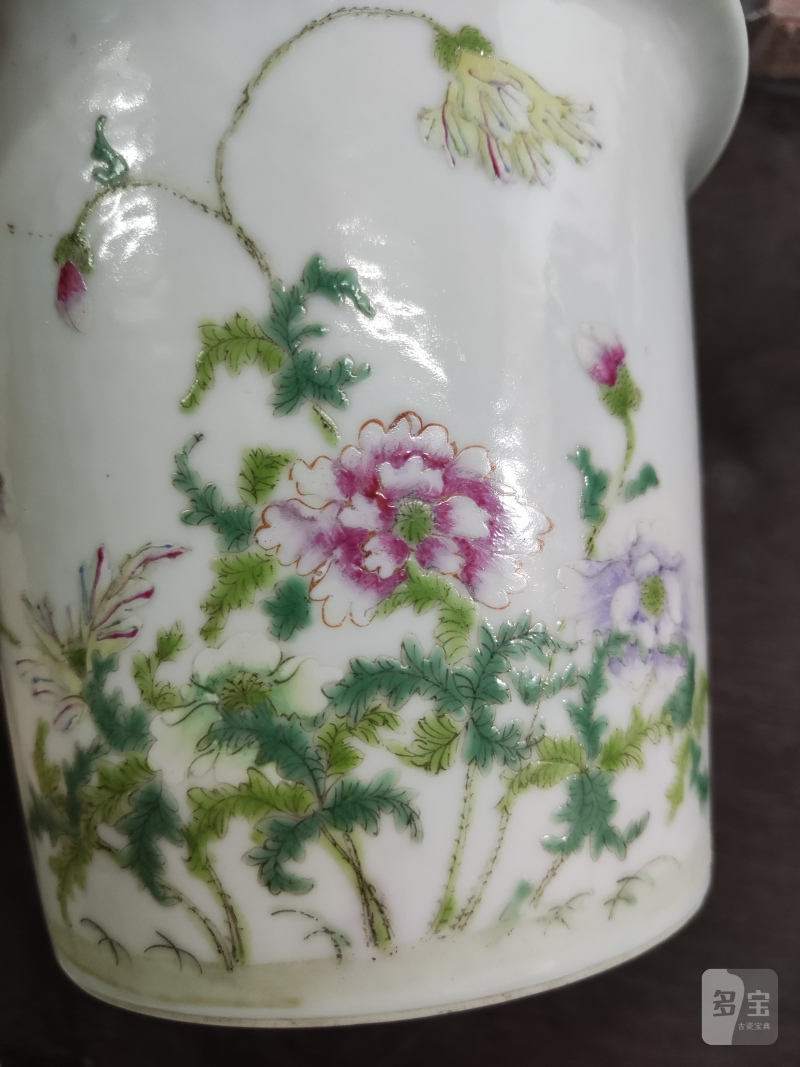 清 粉彩花卉纹花盆 - 图3